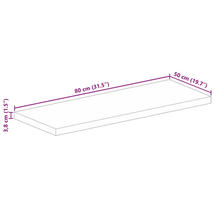 bordplade 80x50x3,8 cm rektangulær massivt mangotræ