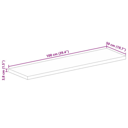 bordplade 100x50x3,8 cm rektangulær massivt mangotræ