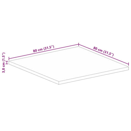 bordplade 80x80x3,8 cm firkantet massivt mangotræ