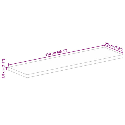 bordplade 110x20x3,8 cm rektangulær massivt mangotræ