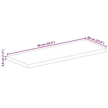 bordplade 90x60x3,8 cm rektangulær massivt mangotræ