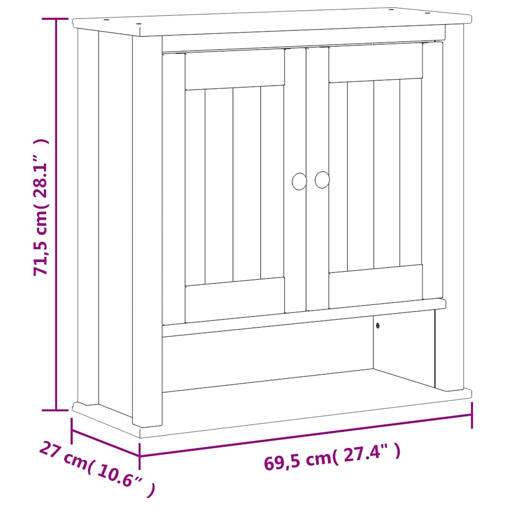 vægskab til badeværelse BERG 69,5x27x71,5 cm massivt træ hvid
