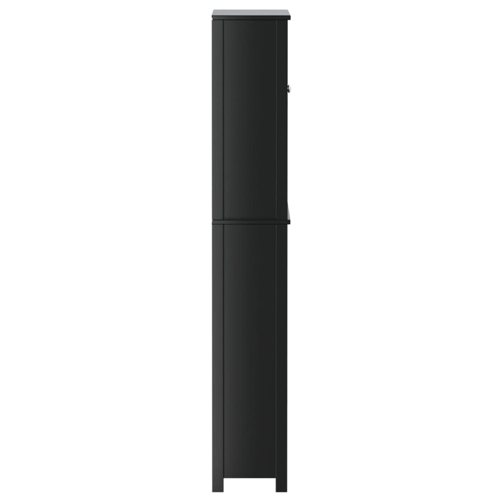 vægskab til badeværelse BERG 76x27x164,5 cm massivt træ sort