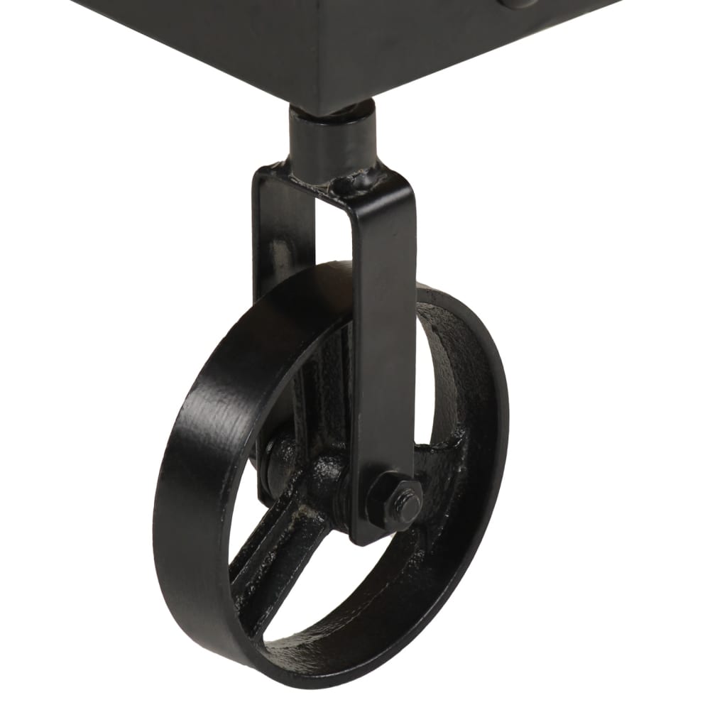 sofabord med hjul massivt mangotræ 100x55x26 cm