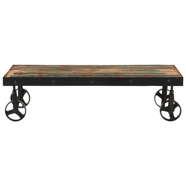 sofabord med hjul 100x55x26 cm massivt genbrugstræ