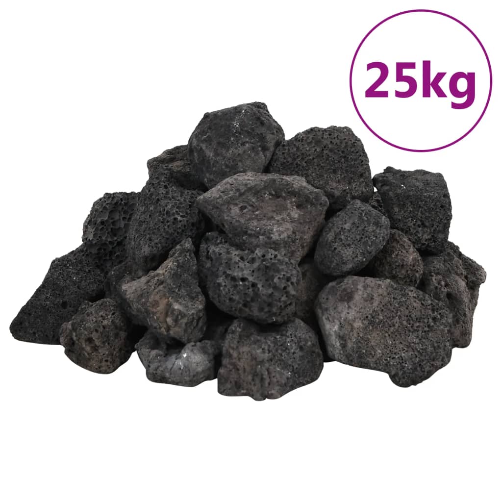 vulkanske sten 25 kg 3-5 cm sort