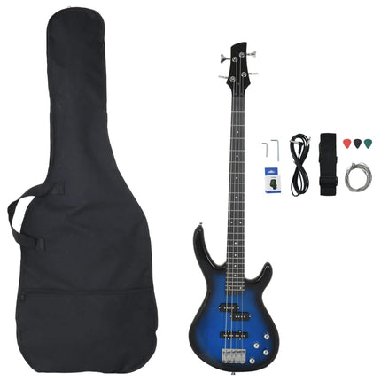 elektrisk basguitar til begyndere inkl. taske 4/4 46" blå sort