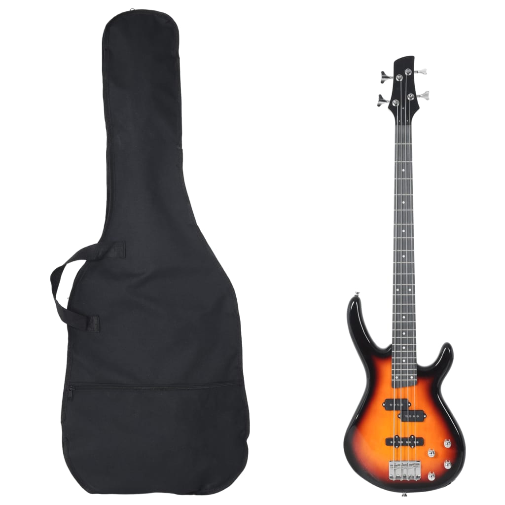 Elektrisk Basguitar Til Begyndere Inkl. Taske 44 46 Brun Sort - Vidaxl