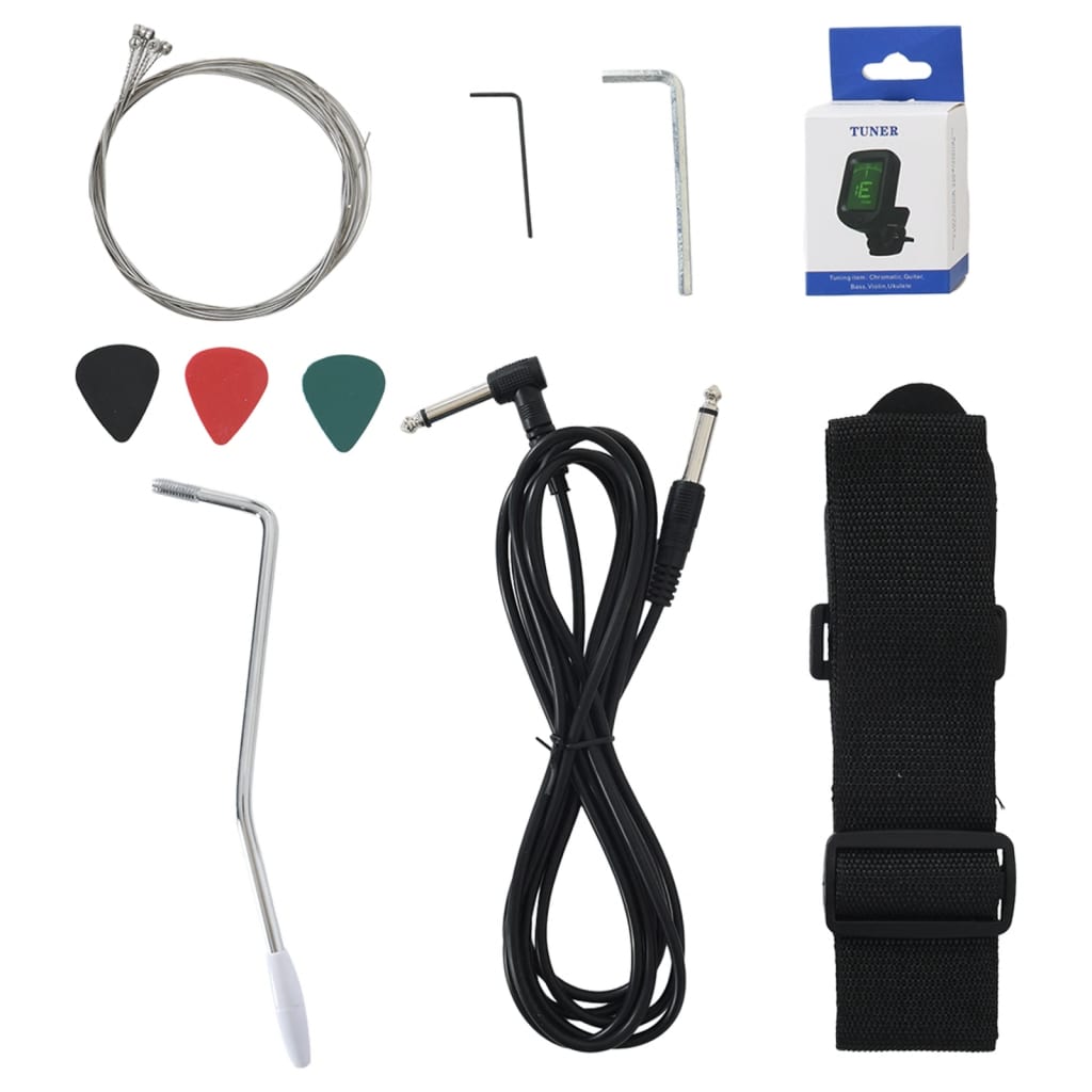 elektrisk guitar til begyndere inkl. taske 4/4 39" brun hvid