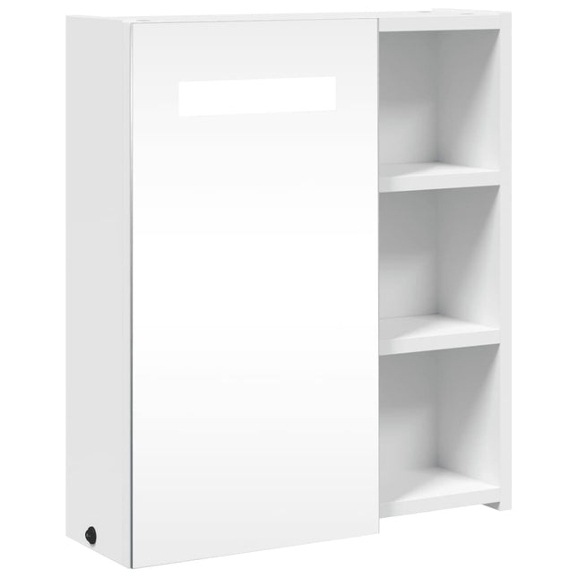 badeværelsesskab med spejl og LED-lys 45x13x52 hvid