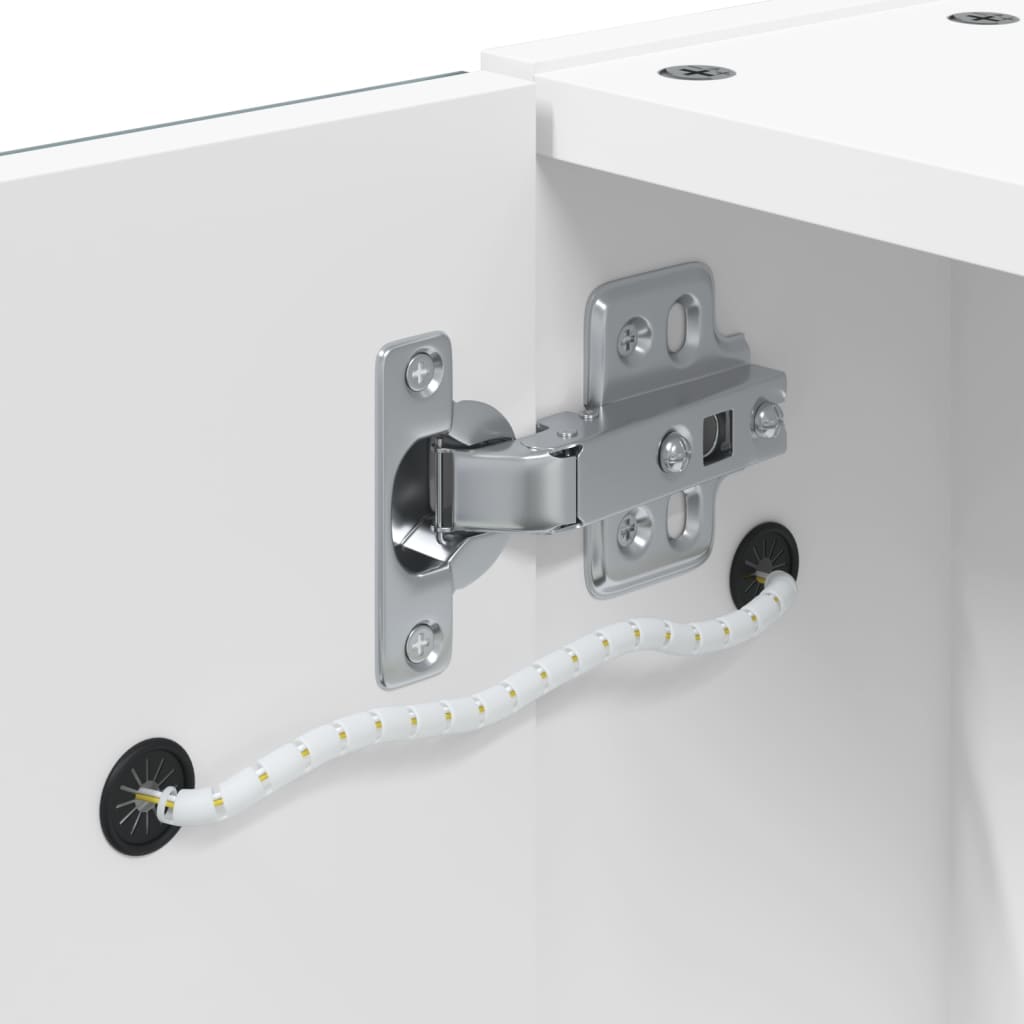 badeværelsesskab med spejl og LED-lys 45x13x52 hvid