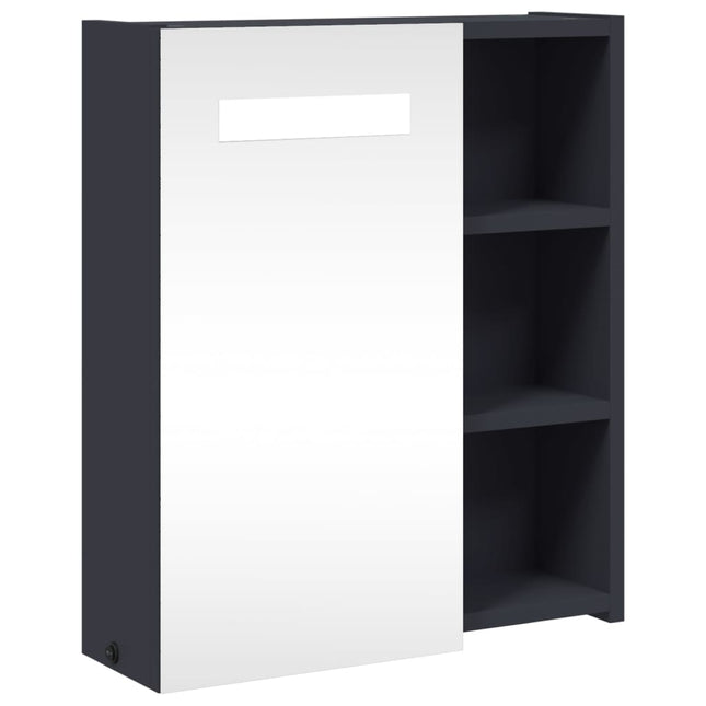 badeværelsesskab med spejl og LED-lys 45x13x52 grå