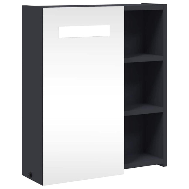 badeværelsesskab med spejl og LED-lys 45x13x52 grå
