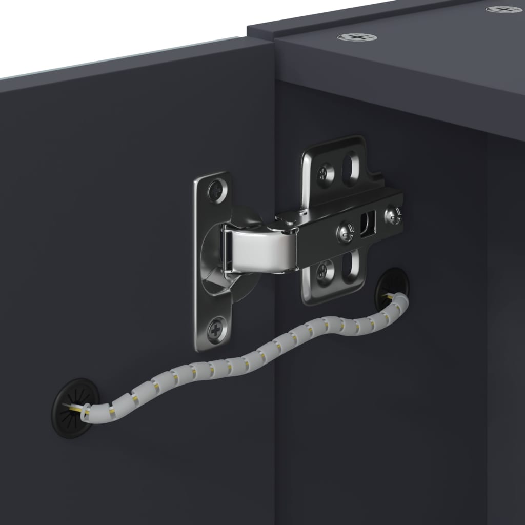 badeværelsesskab med spejl og LED-lys 45x13x52 grå