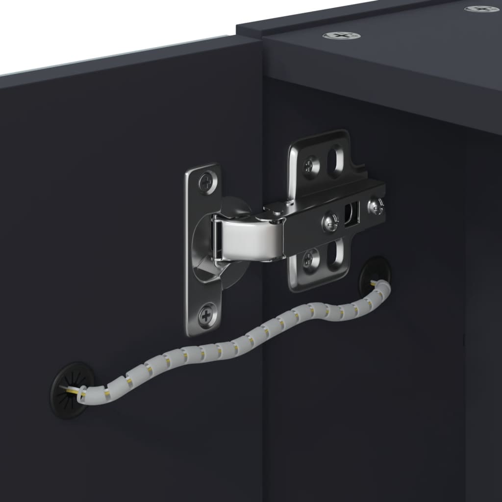 badeværelsesskab med spejl og LED-lys 60x13x52 grå