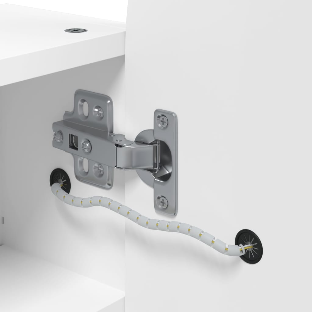 badeværelsesskab med spejl og LED-lys 42x13x70 buet hvid