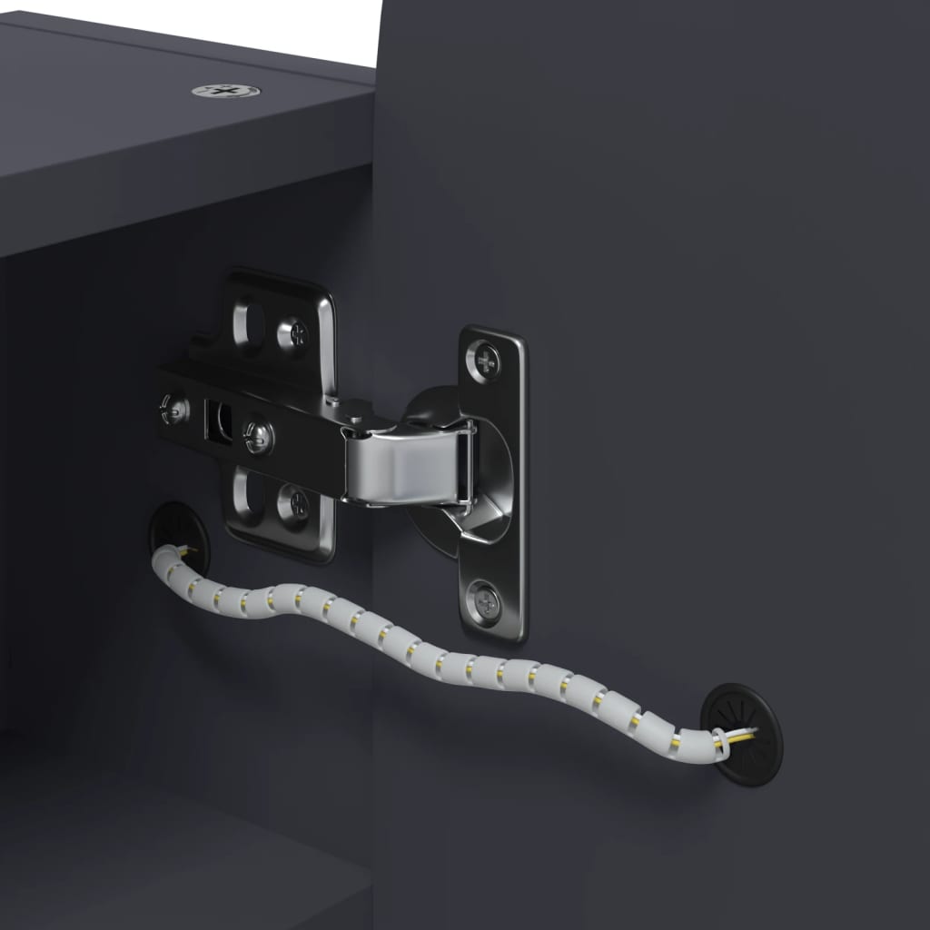 badeværelsesskab med spejl og LED-lys 42x13x70 buet grå