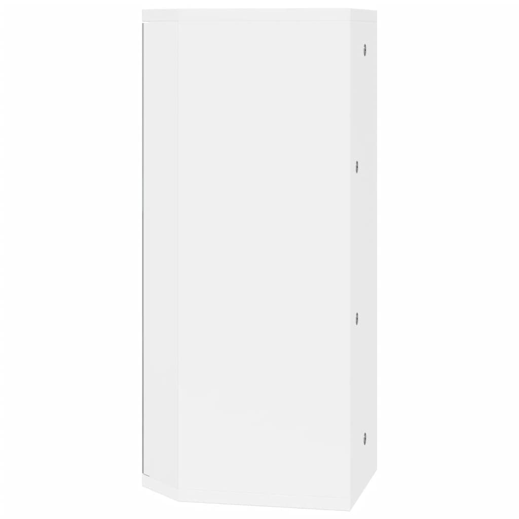 hjørnehængt badeværelsesskab m. spejl 30x24x60 cm hvid