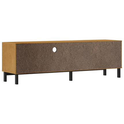 tv-bord med glaslåge FLAM 158x40x50 cm massivt fyrretræ