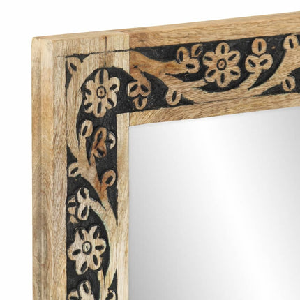 badeværelsesspejl 50x70x2,5 cm massivt mangotræ og glas