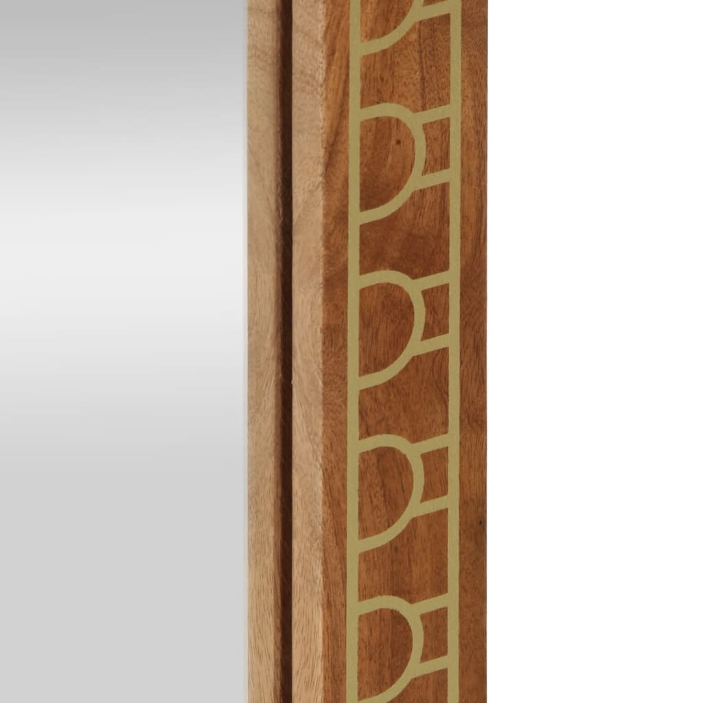 badeværelsesspejl 50x70x2,5 cm massivt mangotræ og glas