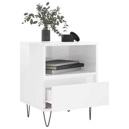 sengeskabe 2 stk. 40x35x50 cm konstrueret træ hvid højglans