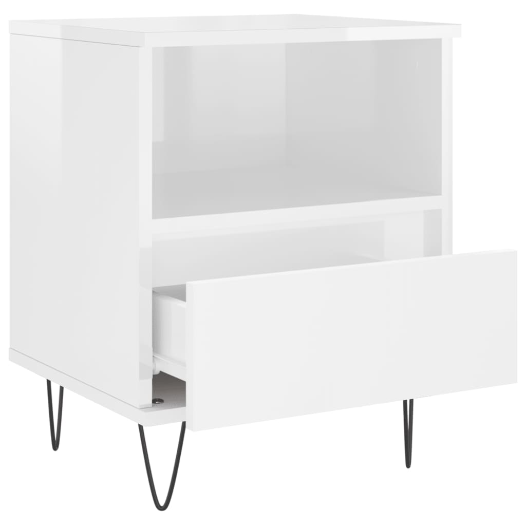 sengeskabe 2 stk. 40x35x50 cm konstrueret træ hvid højglans