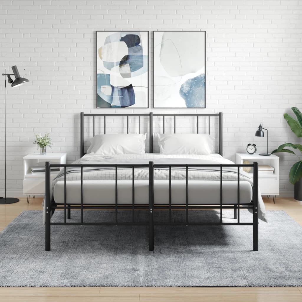 sengeskabe 2 stk. 40x35x50 cm konstrueret træ hvid højglans