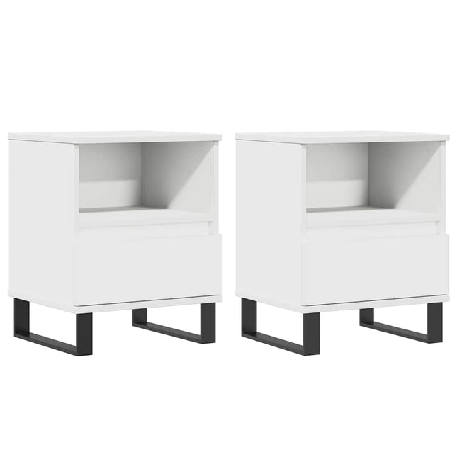 sengeborde 2 stk. 40x35x50 cm konstrueret træ hvid