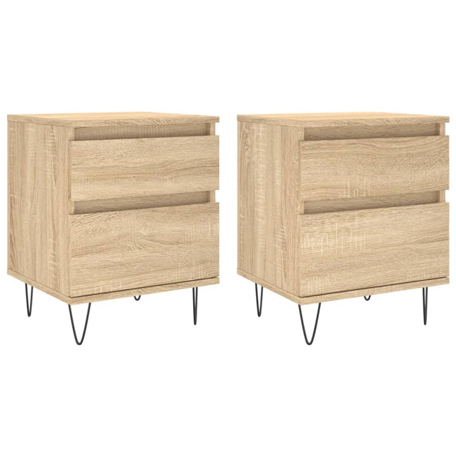 sengeborde 2 stk. 40x35x50 cm konstrueret træ sonoma-eg