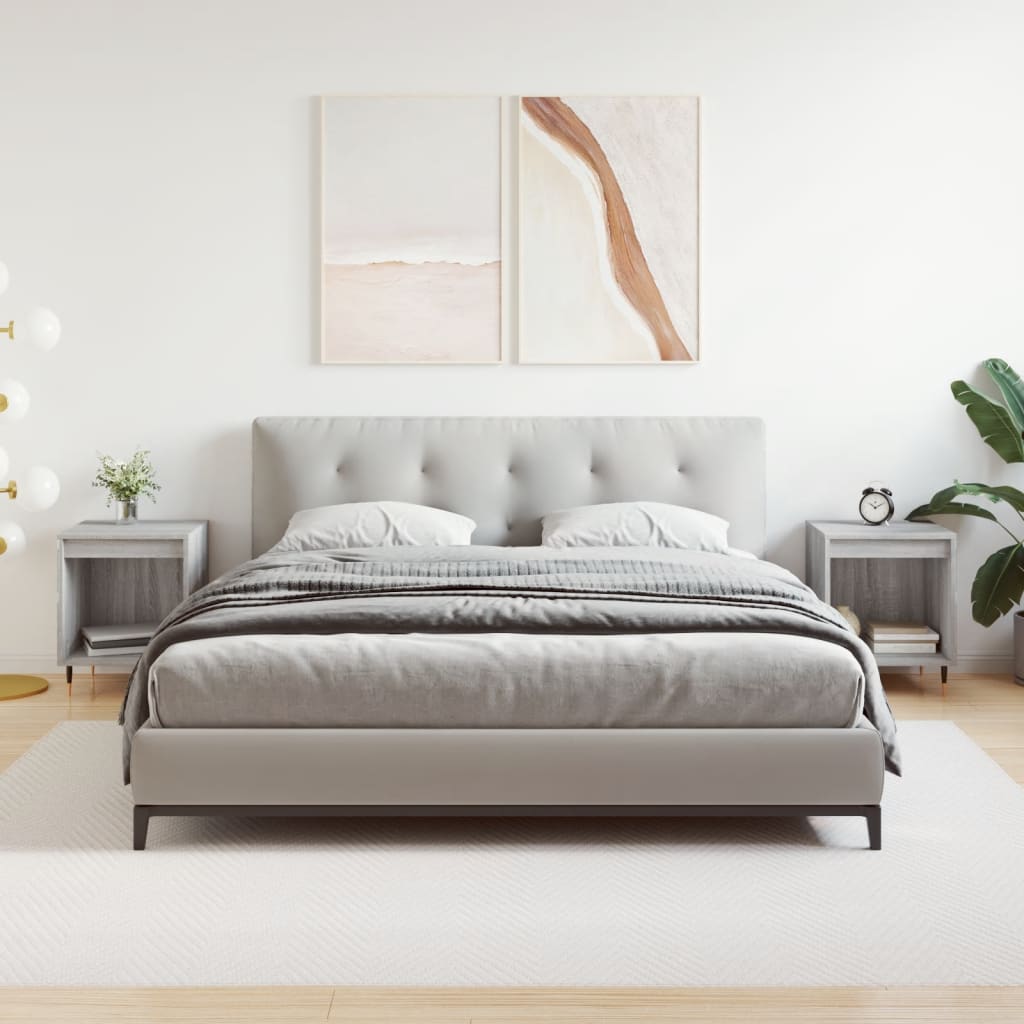 sengeborde 2 stk. 40x35x50 cm konstrueret træ grå sonoma-eg