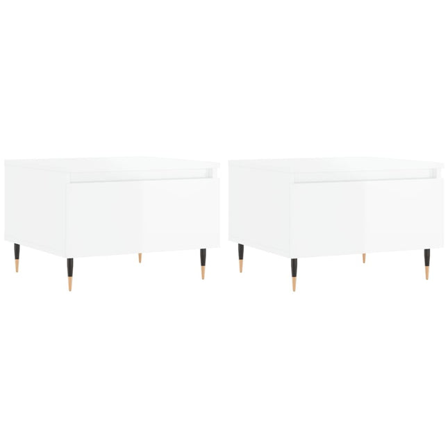 sofaborde 2 stk. 50x46x35 cm konstrueret træ hvid højglans