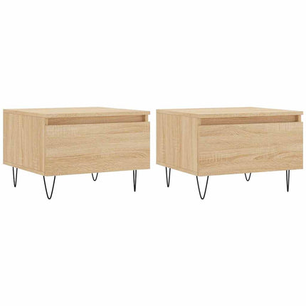 sofaborde 2 stk. 50x46x35 cm konstrueret træ sonoma-eg