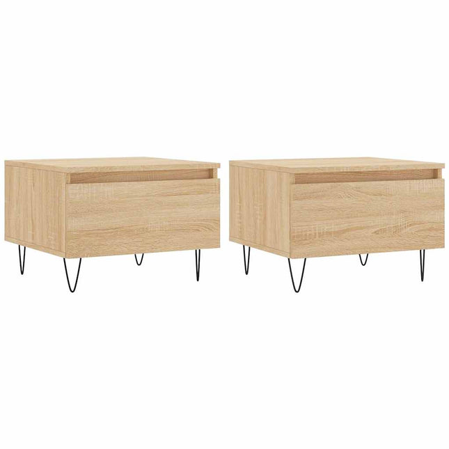 sofaborde 2 stk. 50x46x35 cm konstrueret træ sonoma-eg