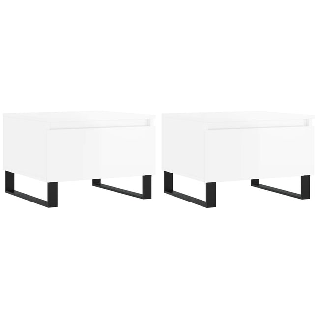 sofaborde 2 stk. 50x46x35 cm konstrueret træ hvid højglans