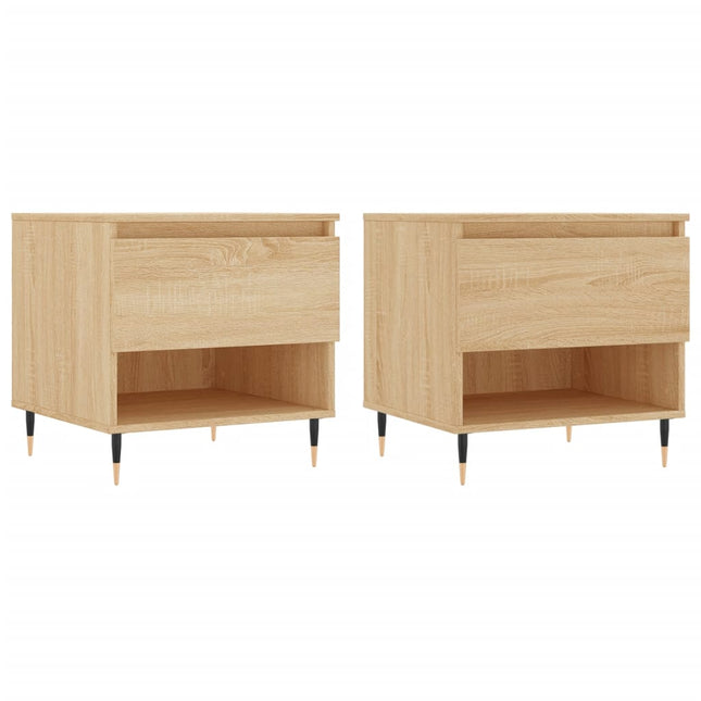 sofaborde 2 stk. 50x46x50 cm konstrueret træ sonoma-eg