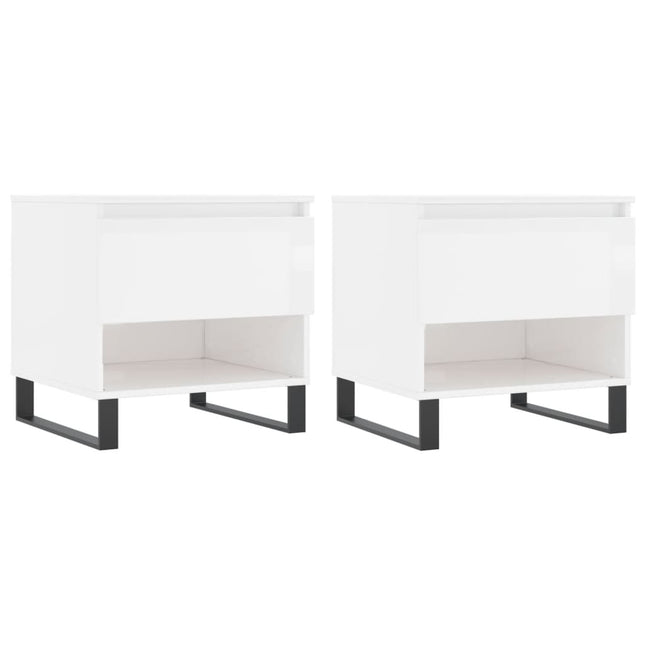 sofaborde 2 stk. 50x46x50 cm konstrueret træ hvid højglans