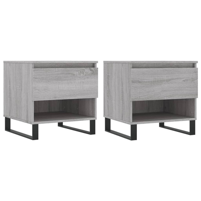 sofaborde 2 stk. 50x46x50 cm konstrueret træ grå sonoma-eg