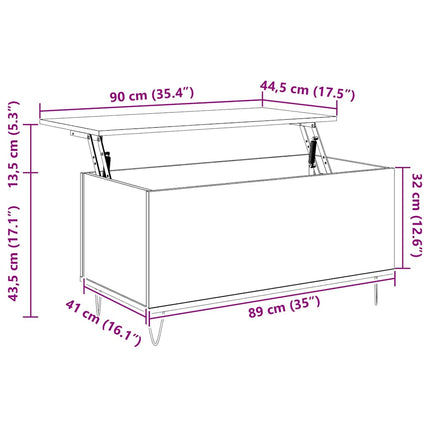 sofabord 90x44,5x45 cm konstrueret træ sort
