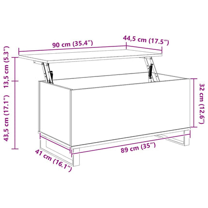 sofabord 90x44,5x45 cm konstrueret træ sort