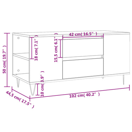 sofabord 102x44,5x50 cm konstrueret træ grå sonoma-eg