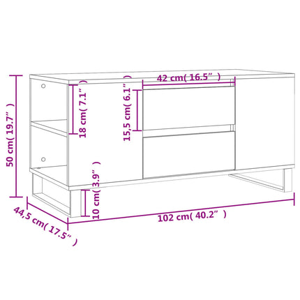 sofabord 102x44,5x50 cm konstrueret træ betongrå
