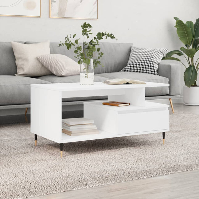 sofabord 90x49x45 cm konstrueret træ hvid