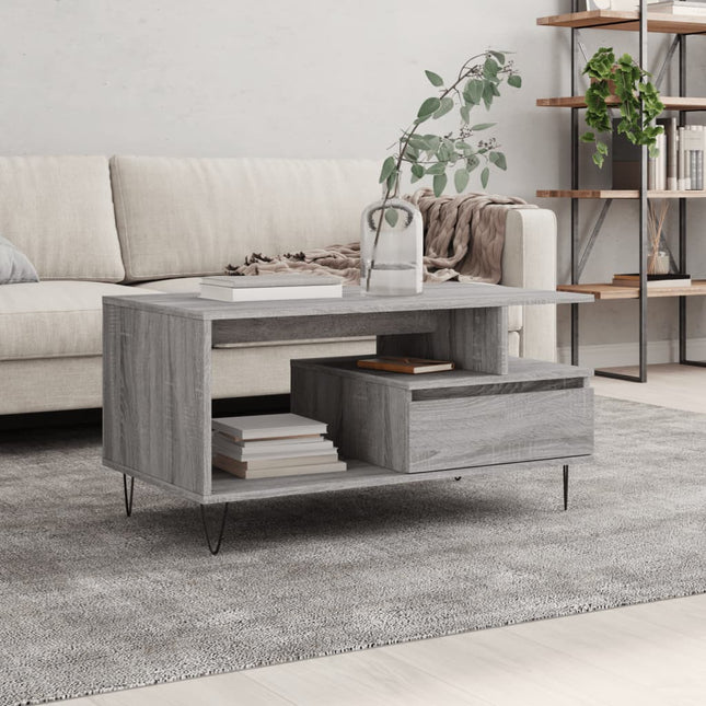 sofabord 90x49x45 cm konstrueret træ Grå sonoma-eg