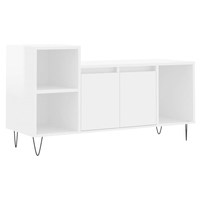 tv-bord 100x35x55 cm konstrueret træ hvid højglans