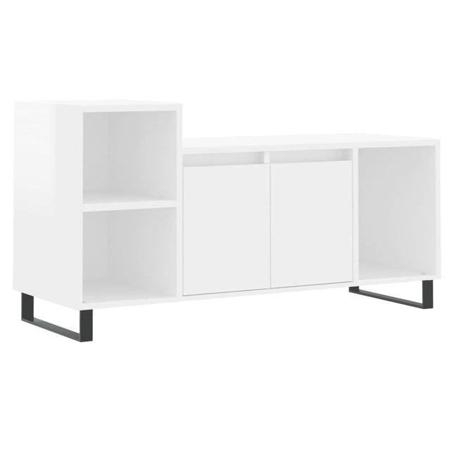 tv-bord 100x35x55 cm konstrueret træ hvid højglans