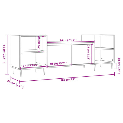 tv-bord 160x35x55 cm konstrueret træ sonoma-eg