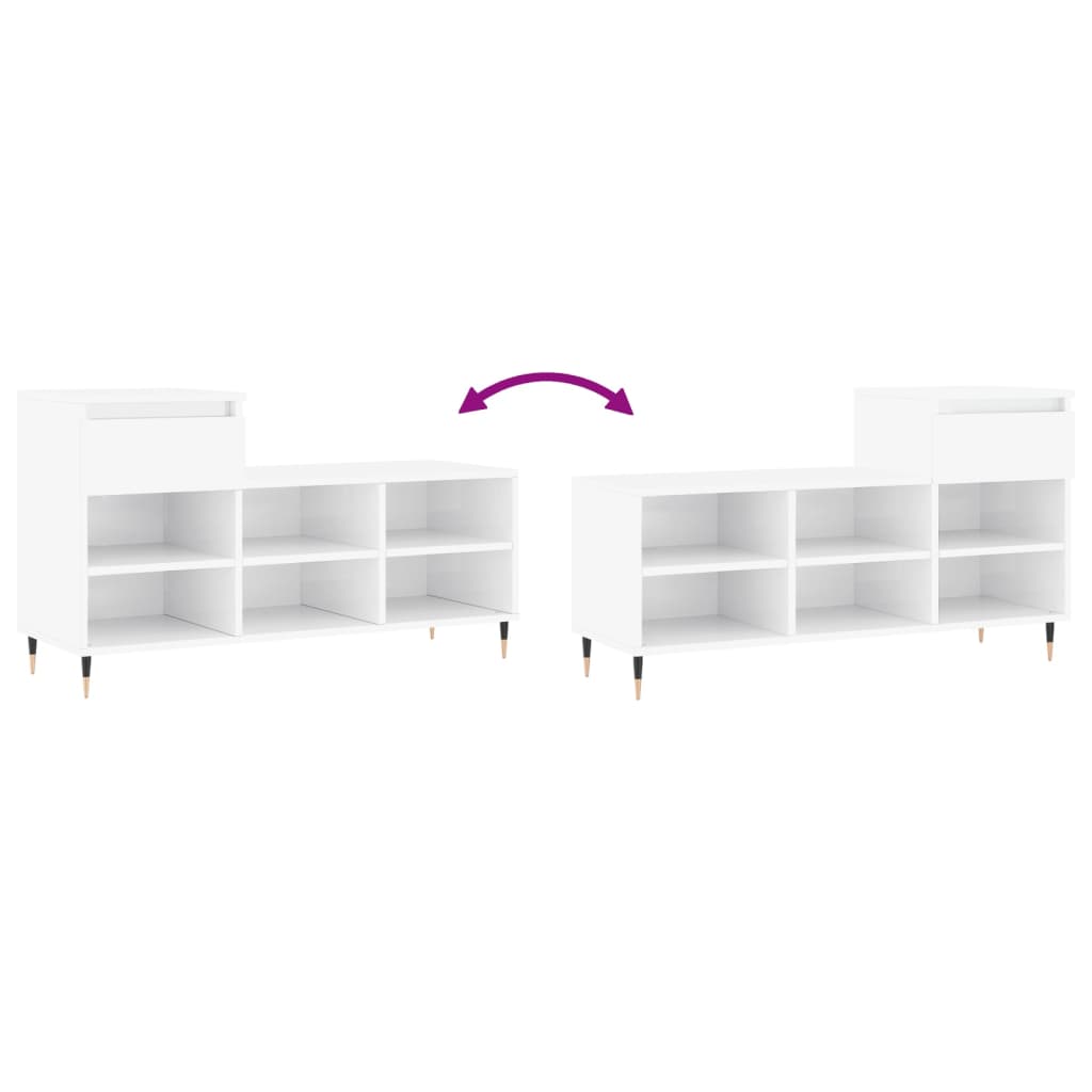 skoreol 102x36x60 cm konstrueret træ hvid højglans