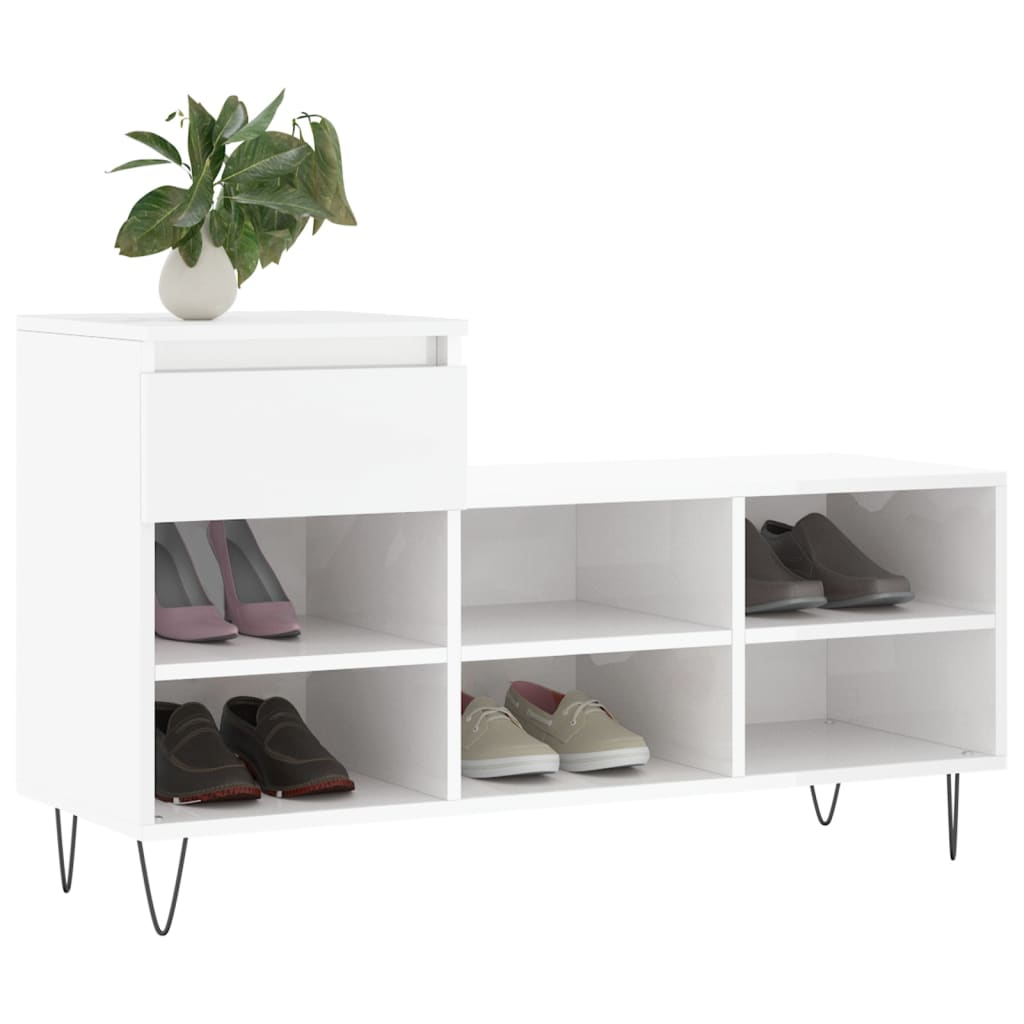 skoreol 102x36x60 cm konstrueret træ hvid højglans
