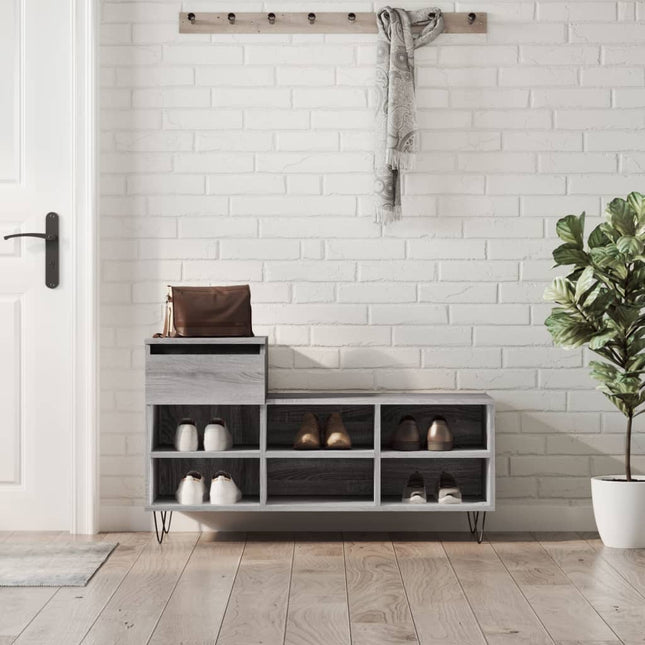 skoskab 102x36x60 cm konstrueret træ grå sonoma-eg